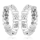 Platinum Plated Sterling Silver Genuine Diamond Accent Bar Hoop Earrings