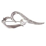 Silver Tone Fancy Decorative Clear Rhinestone Brooch Pin