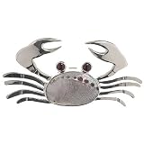 Stunning Sterling Silver Genuine Garnet + Shell Large Crab Pin - Artisan Handcrafted in Mexico