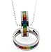 PAMTIER GAY Pride Rainbow Double Cross Rings Pendant Necklace Lgbt Lesbian Flag with Chain Homosexual