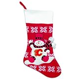 24" NHL Calgary Flames Knit Snowman and Snowflake Christmas Stocking