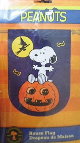 Peanuts Halloween Large Flag~Snoopy on Pumpkin & Witch Woodstock!~2015 Release