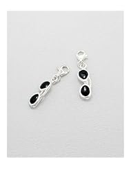 Glasses Colored Enamel Charm In 92.5 Sterling Silver