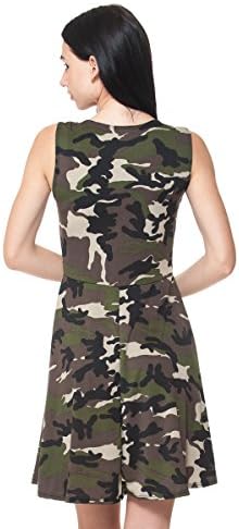 15ShopStop Women's Camouflage Skaters Dress M Olive Green