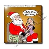 Santa and Future Beauty Pagent Contestant - 12 Inch Glass Tile