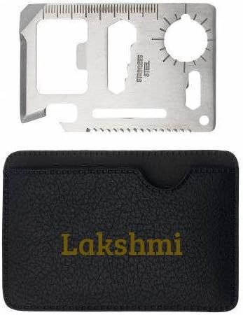 Multipurpose survival pocket tool with engraved holder with name: Lakshmi (first name/surname/nickname)
