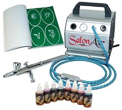 SALON AIRBRUSH TATTOO KIT 8 Includes: COMPRESSOR, HOSE, AIRBRUSH, INK, AND STENCILS