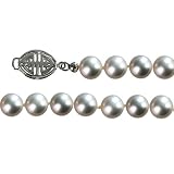Gray 6.5-7mm Single Strand AS2R2 Cultured Pearl Bracelet w. 14k Gold Clasp 7" - Dahlia Classic Collection