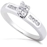 1/4ctw Princess & Round Diamond Ring in 14k White Gold (HI/I1)