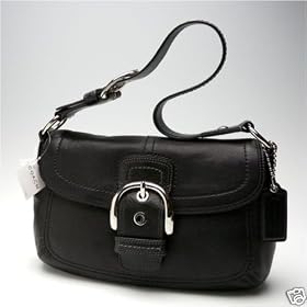 Coach Soho Black Leather Pocket Flap Handbag 13105 $338