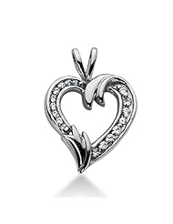 14K Gold Share Prong set Diamond Heart Pendant (0.46 cttw, F - G Color, SI2 Clarity)