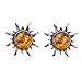 Honey Amber Sterling Silver Smal Sun Stud Earrings