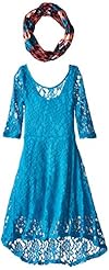 Girls Nylon/Spandex Sweetheart Illusion Lace General Print High-Low-Hem  Dress