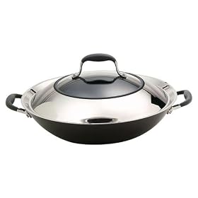 Buy Anolon Advanced Hard Anodized Nonstick 14-Inch Covered Wok with Glass Lid