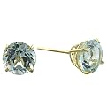 10K 6mm. Yellow Gold Blue Topaz Earrings