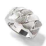 Sterling Silver / Platinum or 18K Vermeil Brushed Half Circle Diamond Ring