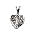 10K White Gold With .12Ctw Diamond Heart Pendant Necklace- 18"
