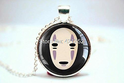 Pretty Lee 2015 Fashion Spirited Away Pendant No Face Kaonashi Glass Photo Cabochon Necklace Christmas gift