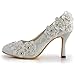 ElegantPark EP11099 Women's Closed Toe High Heel Appliques Rhinestones Lace Wedding Bridal Shoes