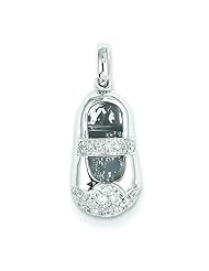 14K White Gold Baby Girl Shoe Pendant Jewelry New |A