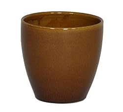 Gloss Brown Ceramic Round Vase/Planter - 7.25" diameter x 7" tall