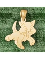Dazzlers Solid 14 karats Gold Cat Kitten Charm Pendant available in three colors from jewelsberry (weights: 1.3 grams only)