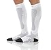 Mojo Compression Socks Unisex Elastic Graduate Knee Length with Power Style Design and Cushioned Foot & Heel | Improve Muscle Endurance | Made with Coolmax | X Large | White