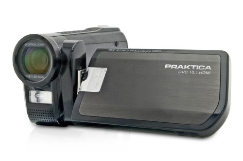 Praktica DVC 10.1 Full HD Camcorder (SD/SDHC-Card, 5-fach optischer Zoom, 7,6 cm (3 Zoll) Display) inkl. HDMI-Kabel und Tasche