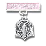 Sterling Silver Pink Baby Pin with Fancy Miraculous-Gift Boxed