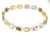Bezel set Multi Gemstone Line Bracelet - JewelryWeb