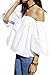 Simplee Apparel Women's Off the Shoulder Ruffle Cotton Crop Top Blouse Shirt White