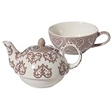 Yedi Houseware Classic Coffee and Tea Paisley Heart Tea For One Set
