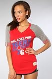 Mitchell & Ness The Philadelphia 76ers Comeback Tee,Tops (L/S) for Women, Medium,Red