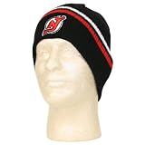 New Jersey Devils Knit Beanie / Winter Hat - Black 2 Stripe