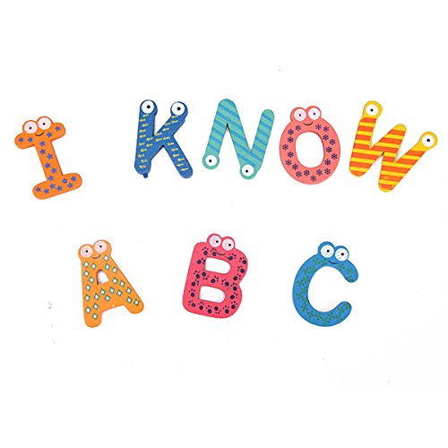 26/Lot Kid Baby Wooden Fridge Magnet Letters Alphabet Sticker Toy