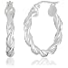 Sterling Silver Twist Hoop Earrings (0.8" Diameter)