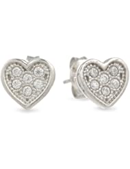 Sterling Silver Micro Pave Cubic Zirconia Heart Post Earrings