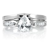 Edie's Petite Pear CZ Wedding Ring Set