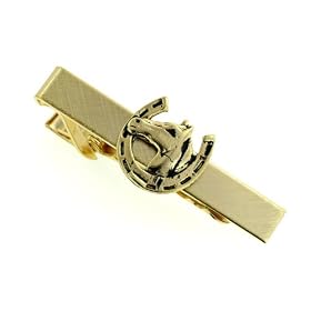 Horse head and horse shoe tie clip with presentation box. Made in the USA by 