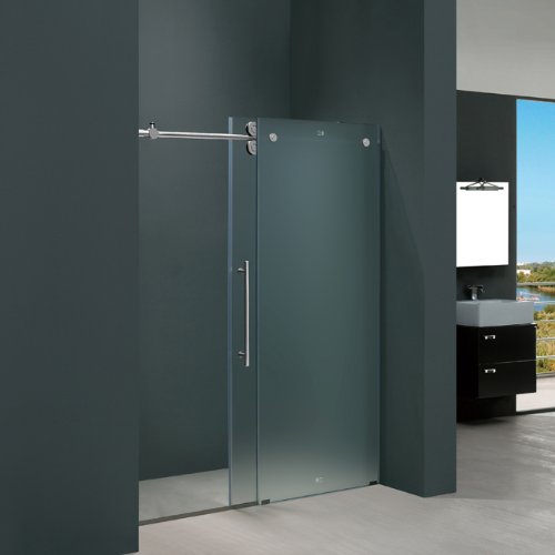Vigo Industries VG60414874 48 Frameless Shower Door Finish: Chrome, Glass Type / Door Configuration: Frosted / Left Hinged Door