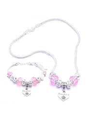 Daughter Dangle Charm Bracelet and Necklace Gift Set Girls Pandora Style - Gift Boxed
