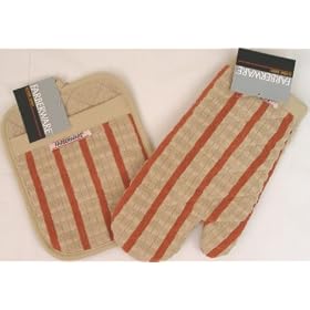 Farberware Tan Orange Sriped Oven Mitt by Bed and Bath
