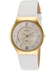 Skagen White Leather &Amp; Steel Womens Watch Skw2027