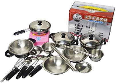 Hapo 20-Piece Stainless Steel Pots and Pans Playset for Kids