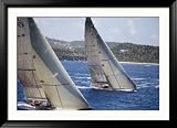 Aerial Photo of J-Class Cutters, Antigua Classic Yacht Regatta, Antigua & Barbuda Framed Photographic Poster Print by Holger Leue, 45x33