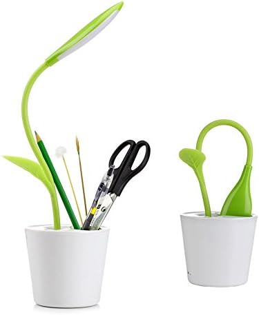Akally USB LED Desk Lamp Kids Touch-sensitive Dimmable 3 Level of Brightness Table Light with Sapling Pen Holder (Natural light, No radiation and No stroboscopic Protect Vision) - Green
