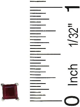Princess Cut, Ruby Stud Earrings,14Kt White Gold