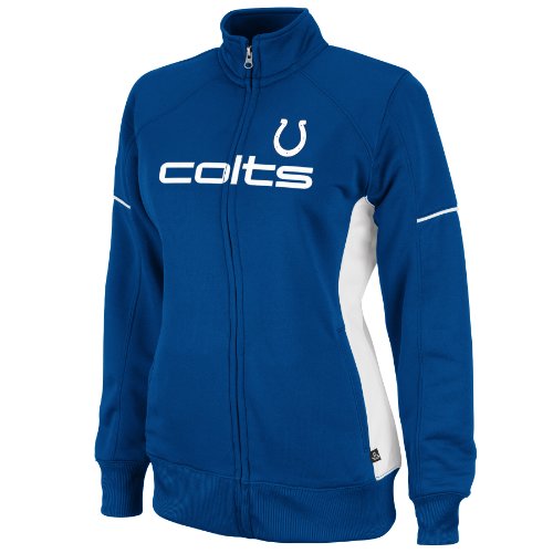 NFL Women's Indianapolis Colts Counter Long Sleeve Mockneck Full-Zip Track Jacket (Stadium Blue/White, Medium)