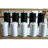 Title New ThreadNanny LARGE BLACK & WHITE Spools of 3-PLY Polyester Sewing Quilting Serger threads (10 tubes X 1000m)