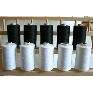 LARGE-BLACK-WHITE-Spools-of-3-PLY-Polyester-Sewing-Quilting-Serger-threads
